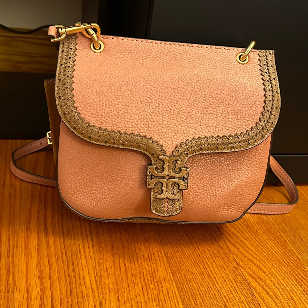 Tory Burch Pink Calfskin/Leather Crossbody Bag